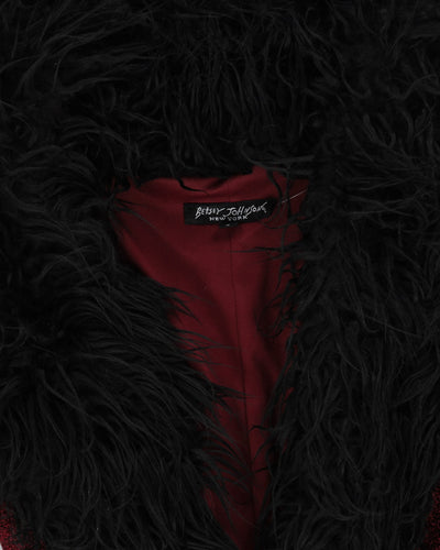 Betsey Johnson Burgundy With Faux Fur Collar Coat - XS