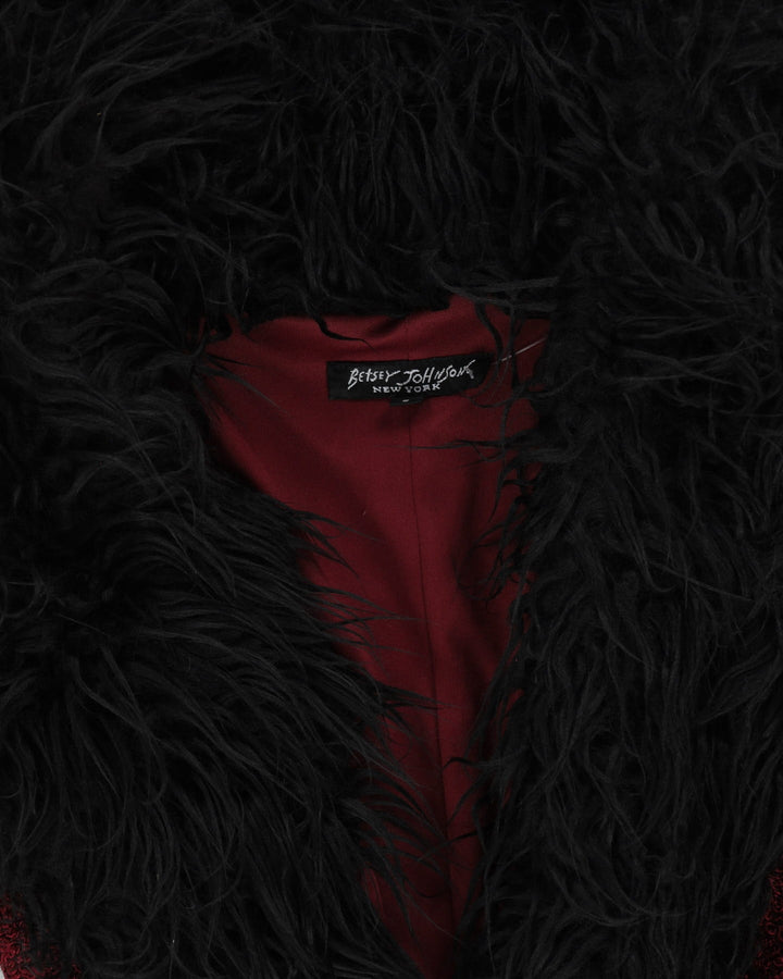 Betsey Johnson Burgundy With Faux Fur Collar Coat - XS