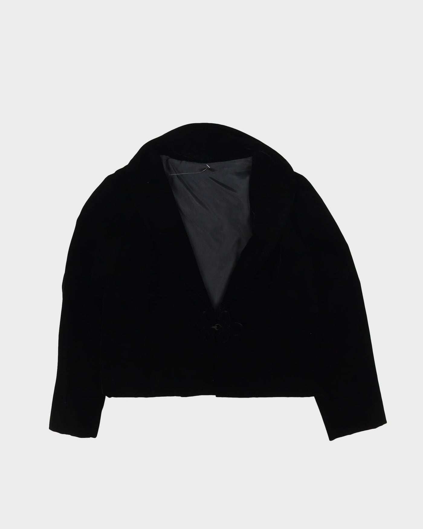1990s Cropped Black Velvet Jacket - XS