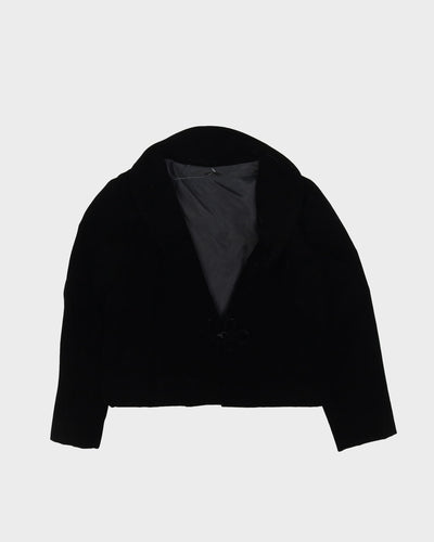 1990s Cropped Black Velvet Jacket - XS