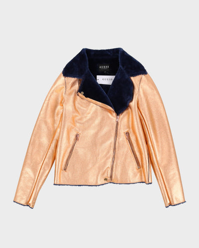 Y2K Guess Copper Metallic With Faux Fur Jacket - S / XS