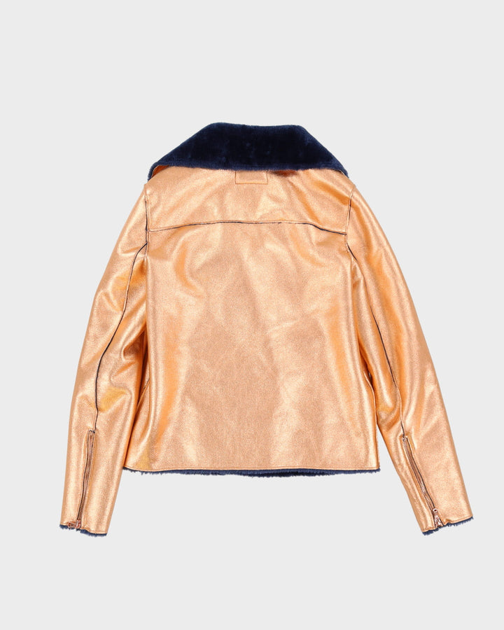 Y2K Guess Copper Metallic With Faux Fur Jacket - S / XS