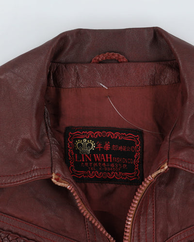 Vintage 1970s Burgundy Leather Jacket - XXS / XS