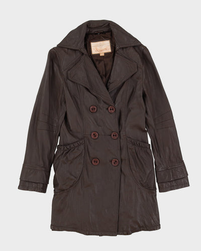 Brown 70s Style Leather Jacket - XS