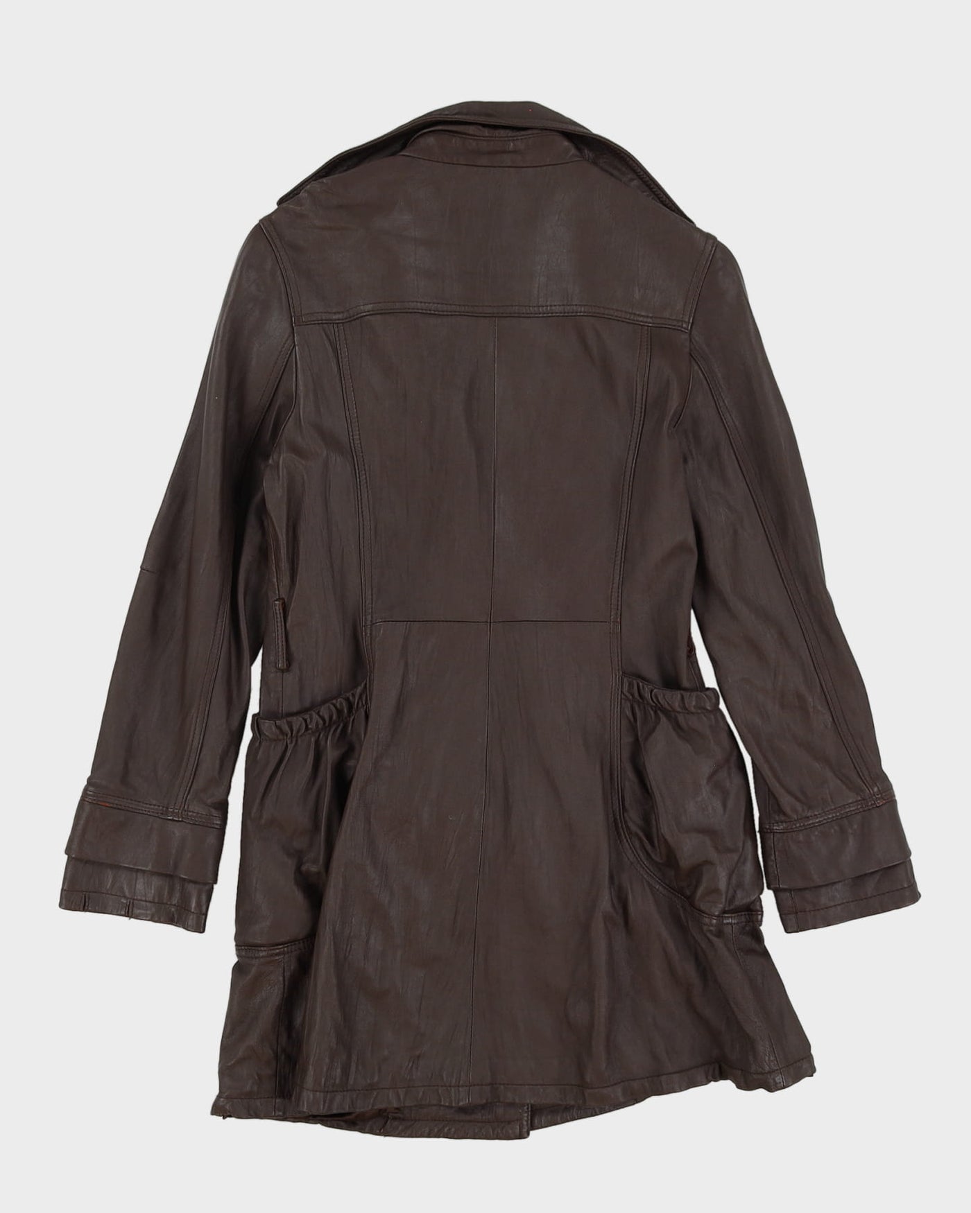 Brown 70s Style Leather Jacket - XS