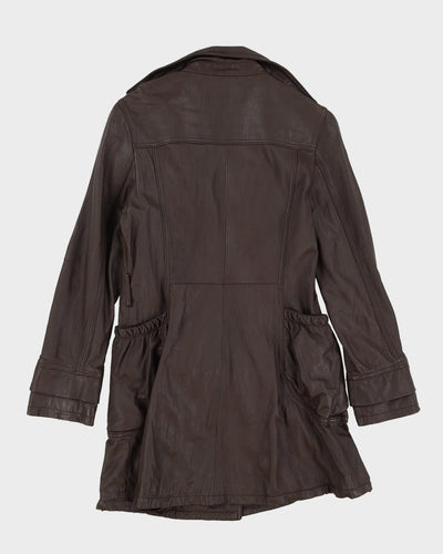 Brown 70s Style Leather Jacket - XS