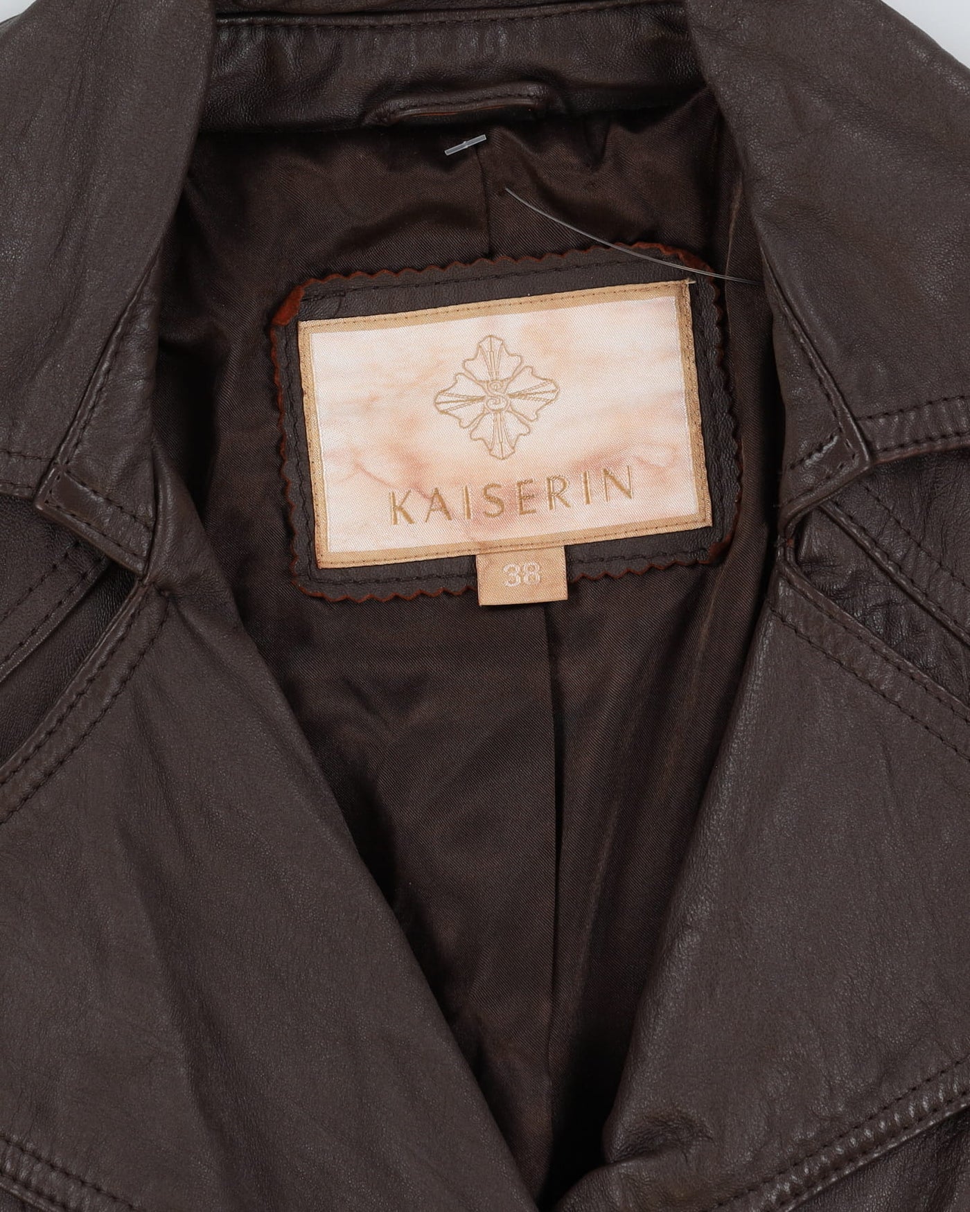 Brown 70s Style Leather Jacket - XS