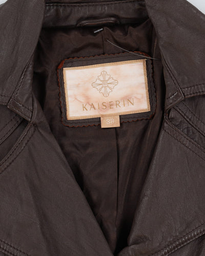 Brown 70s Style Leather Jacket - XS