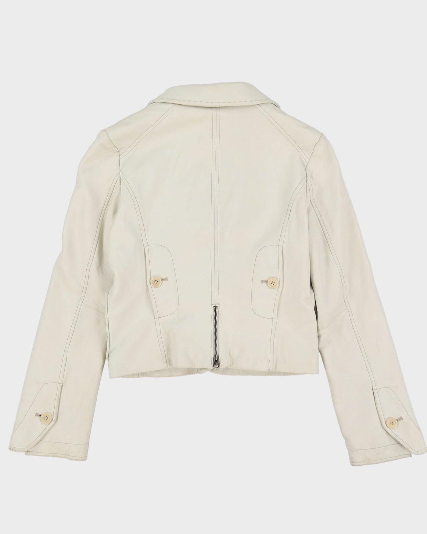 BCBG MaxAzria White Leather Jacket - S