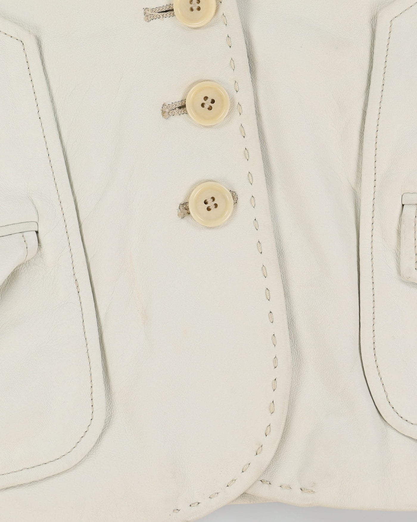 BCBG MaxAzria White Leather Jacket - S