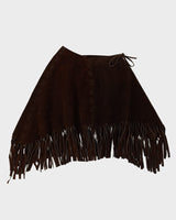 Vintage 1970s Brown Suede Fringed Cape - S