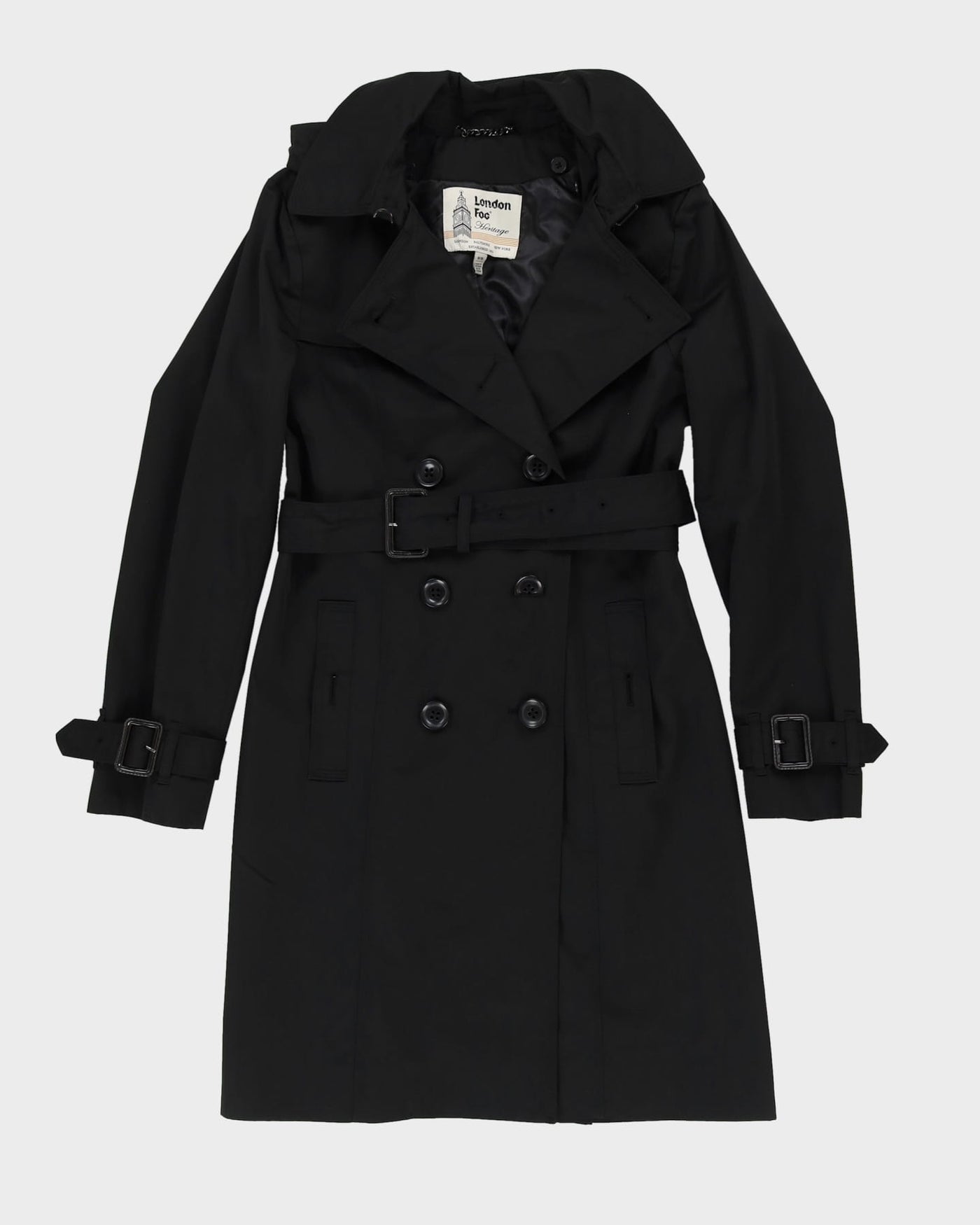 London Fog Black Mac Coat - M