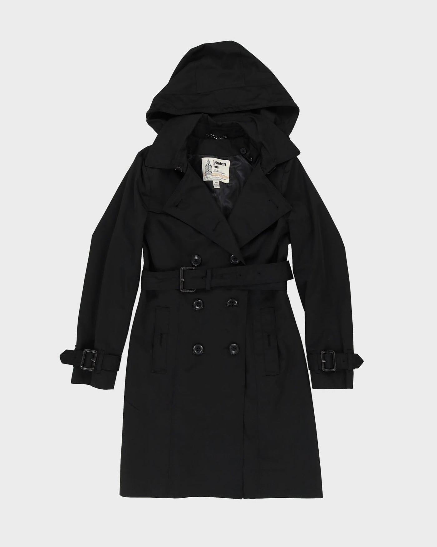 London Fog Black Mac Coat - M