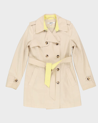 DKNY Cream And Yellow Mac Coat - S