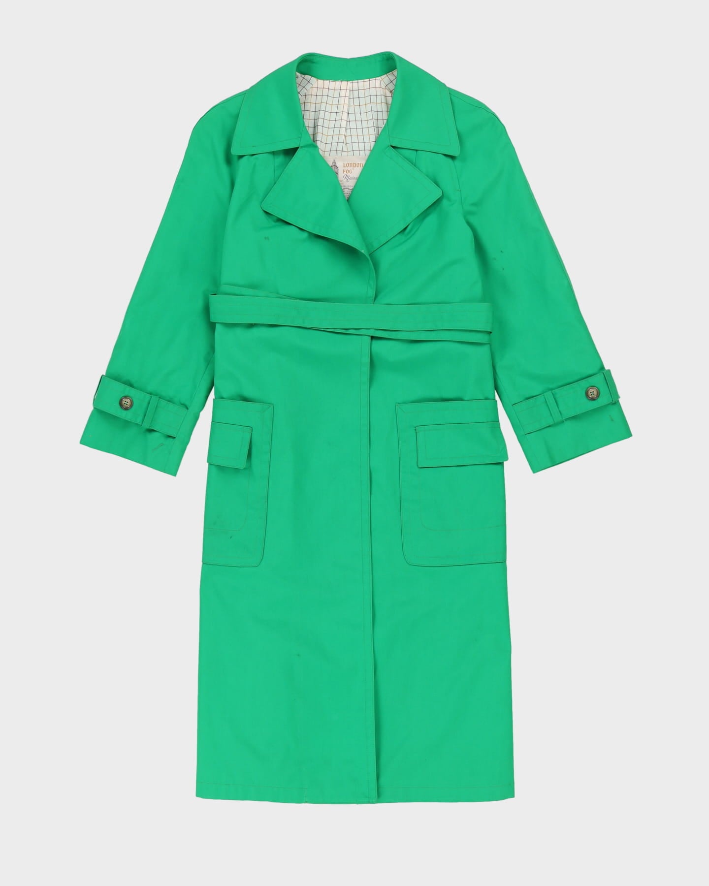 Vintage 1970s London Fog Green Mac Coat - S