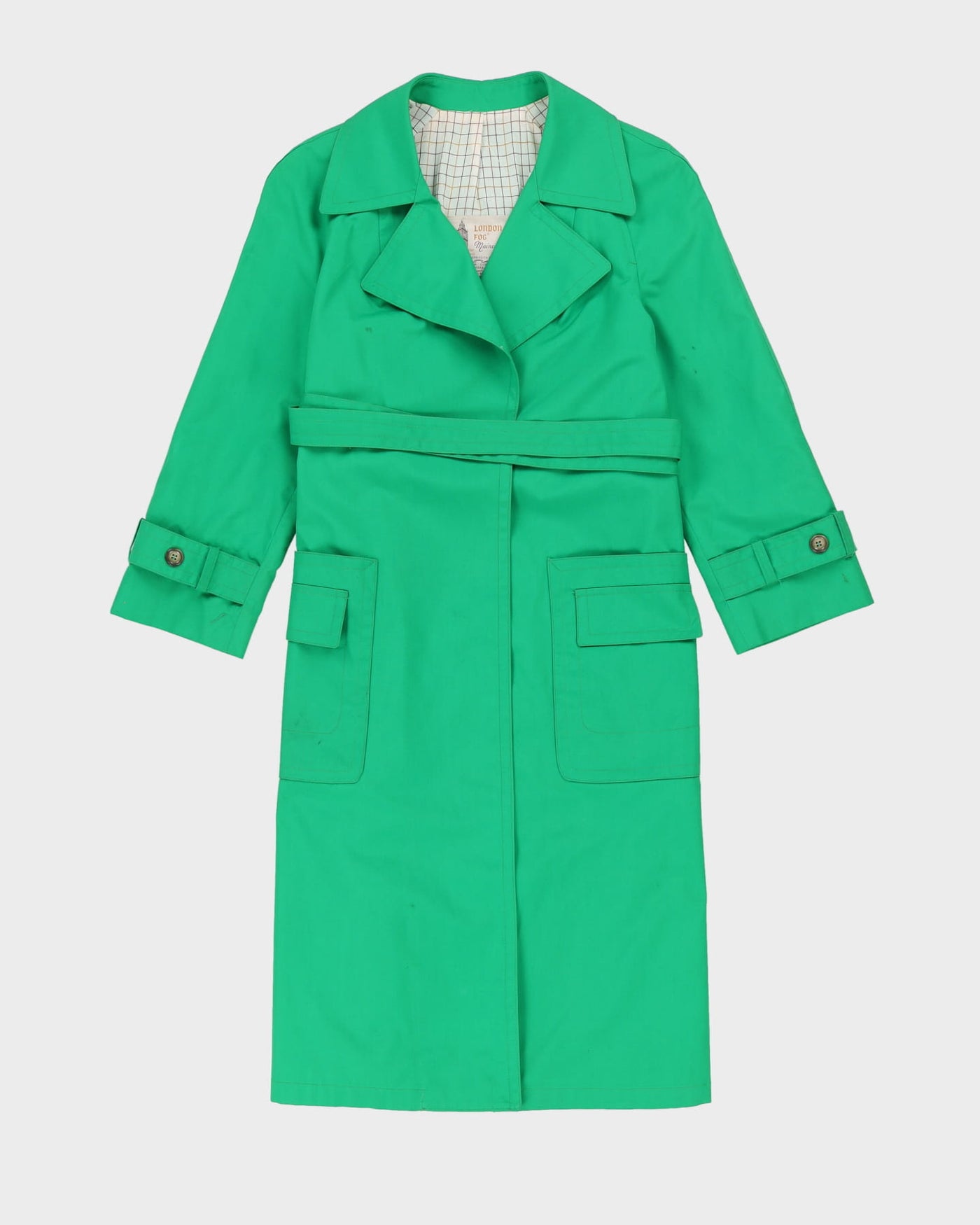 Vintage 1970s London Fog Green Mac Coat - S
