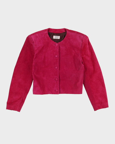 Pink Suede Box Style Cropped Suede Jacket - S