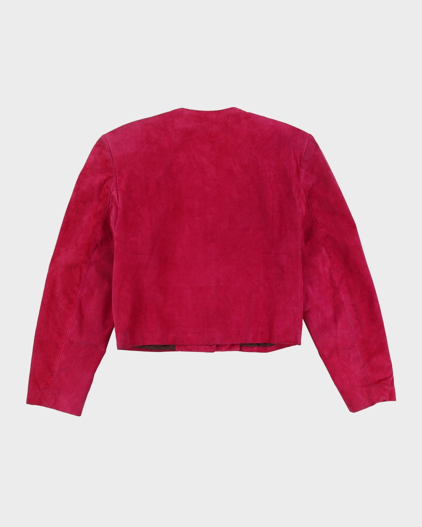 Pink Suede Box Style Cropped Suede Jacket - S