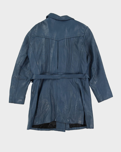 Vintage 1970s Blue Leather 3/4 Length Jacket - M