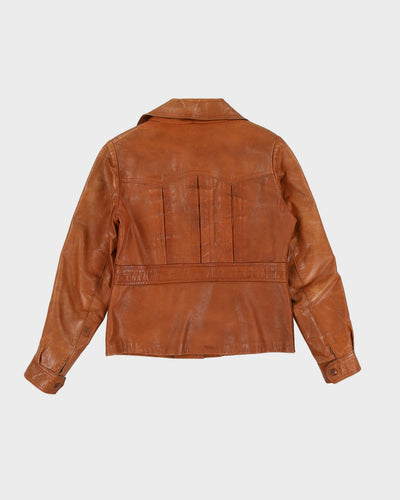 Vintage 1970s Brown Leather Jacket - XS