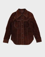 Vintage 70s Dark Brown Contrast Stitch Leather Jacket - S