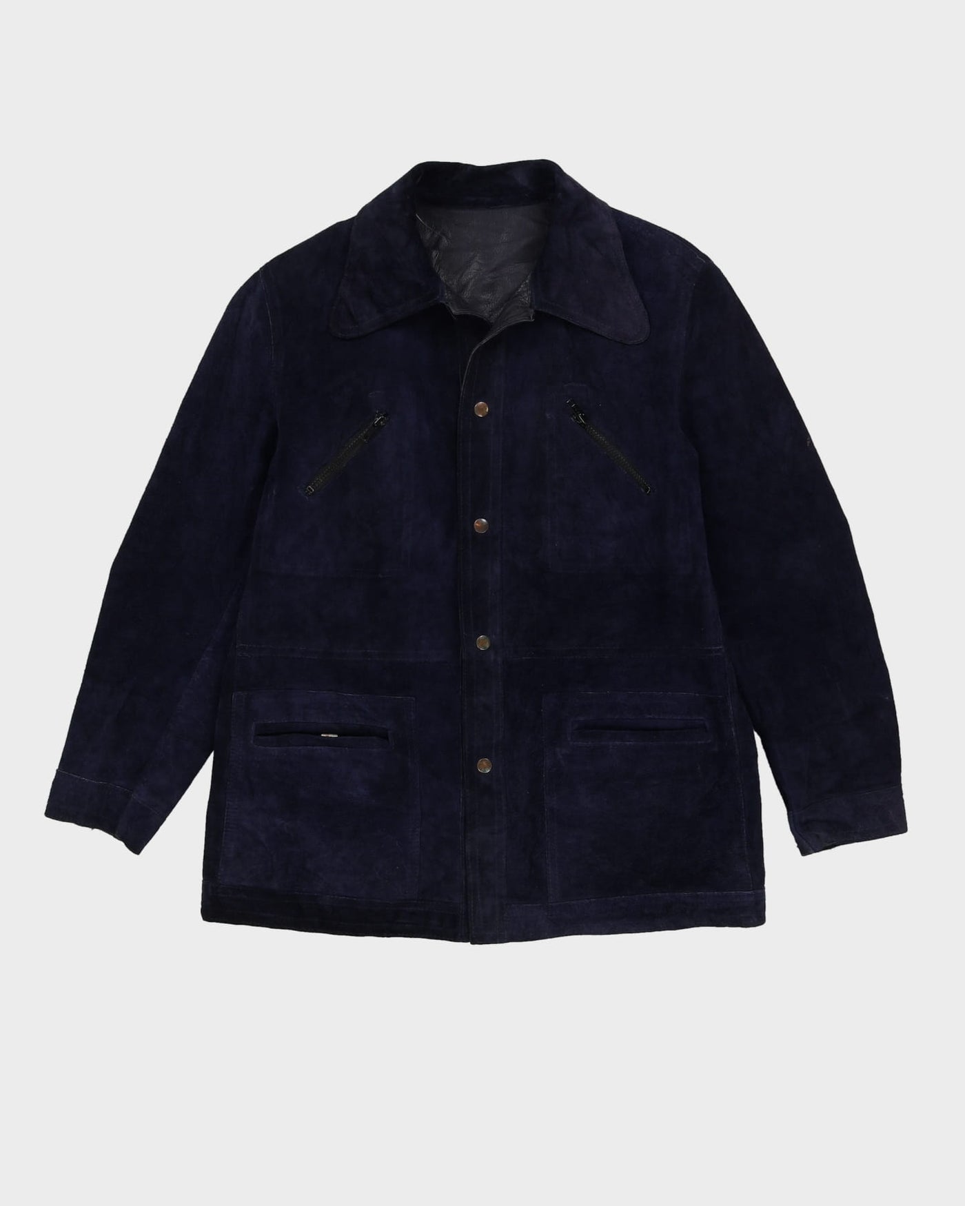 Vintage 70s Navy Leather Jacket - M