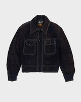 Vintage 70s Blue Contrast Stitch Leather Jacket - S / M