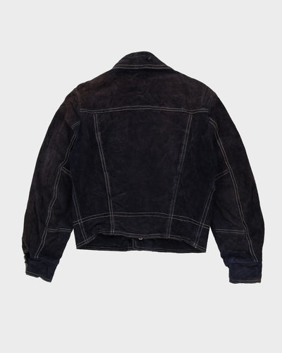 Vintage 70s Blue Contrast Stitch Leather Jacket - S / M