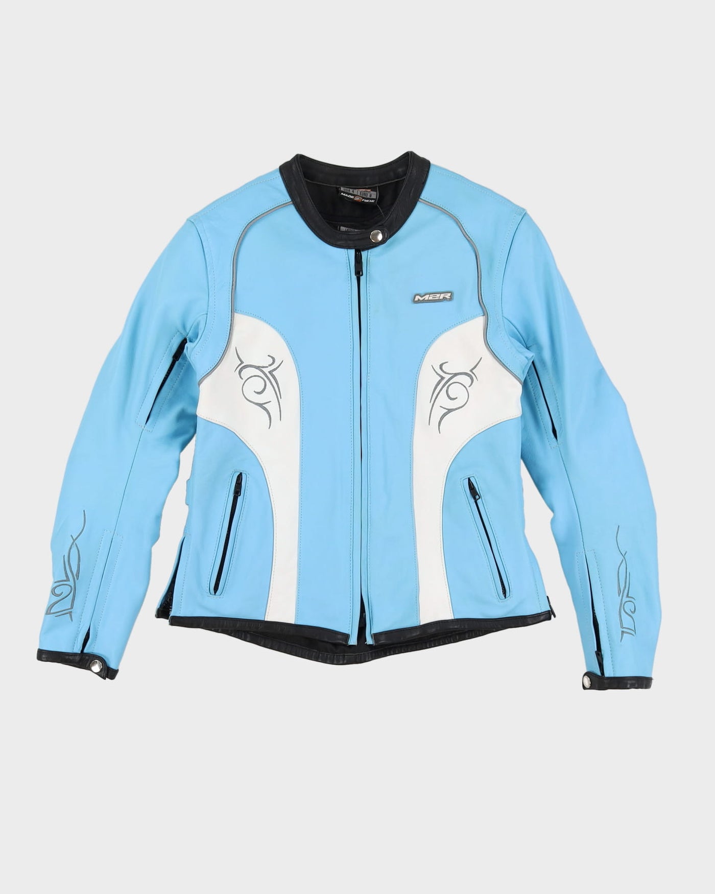 M2R Blue Biker Leather Jacket - XS