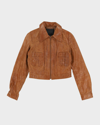 Guess Brown Leather Jacket - XXS