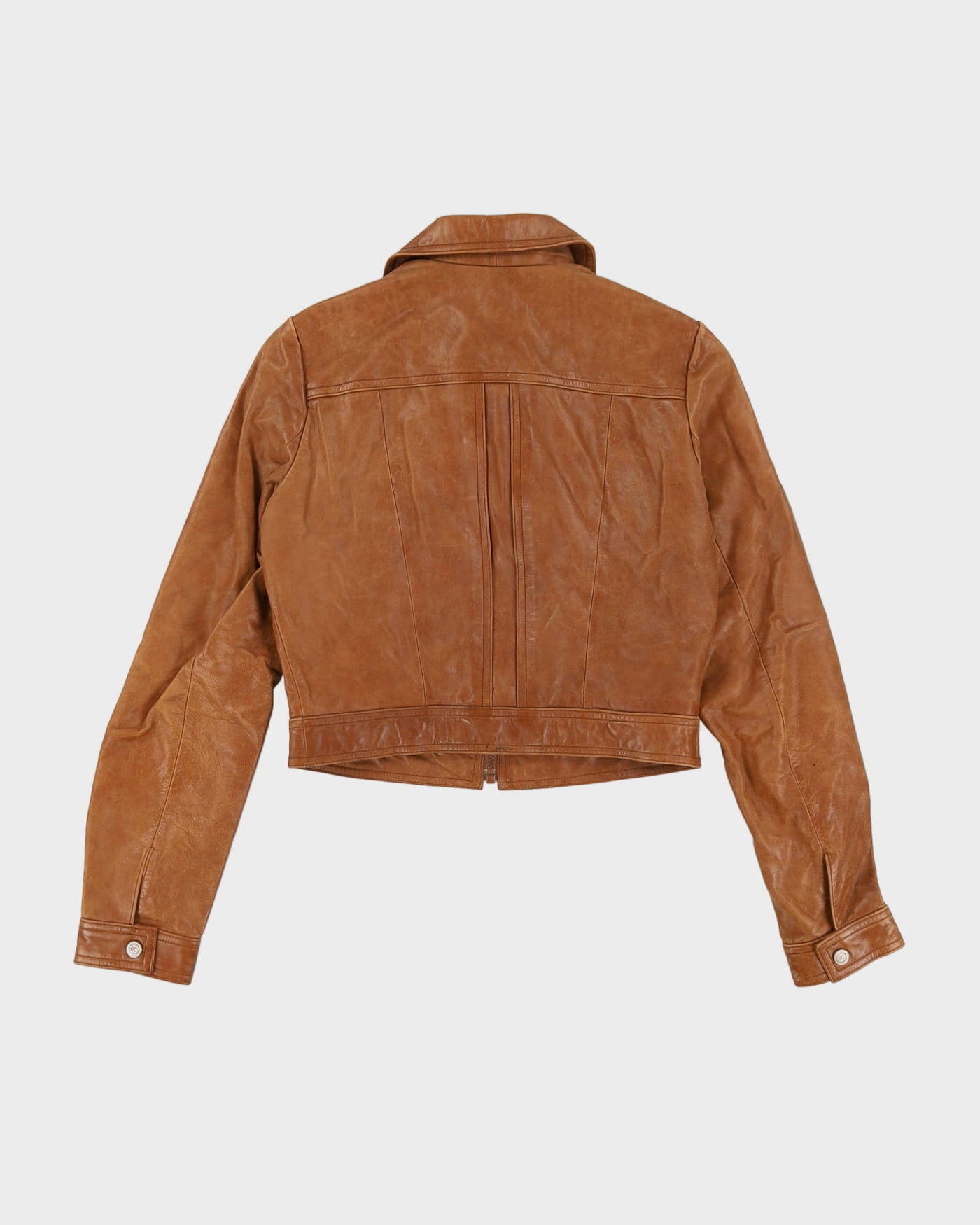 Guess Brown Leather Jacket - XXS