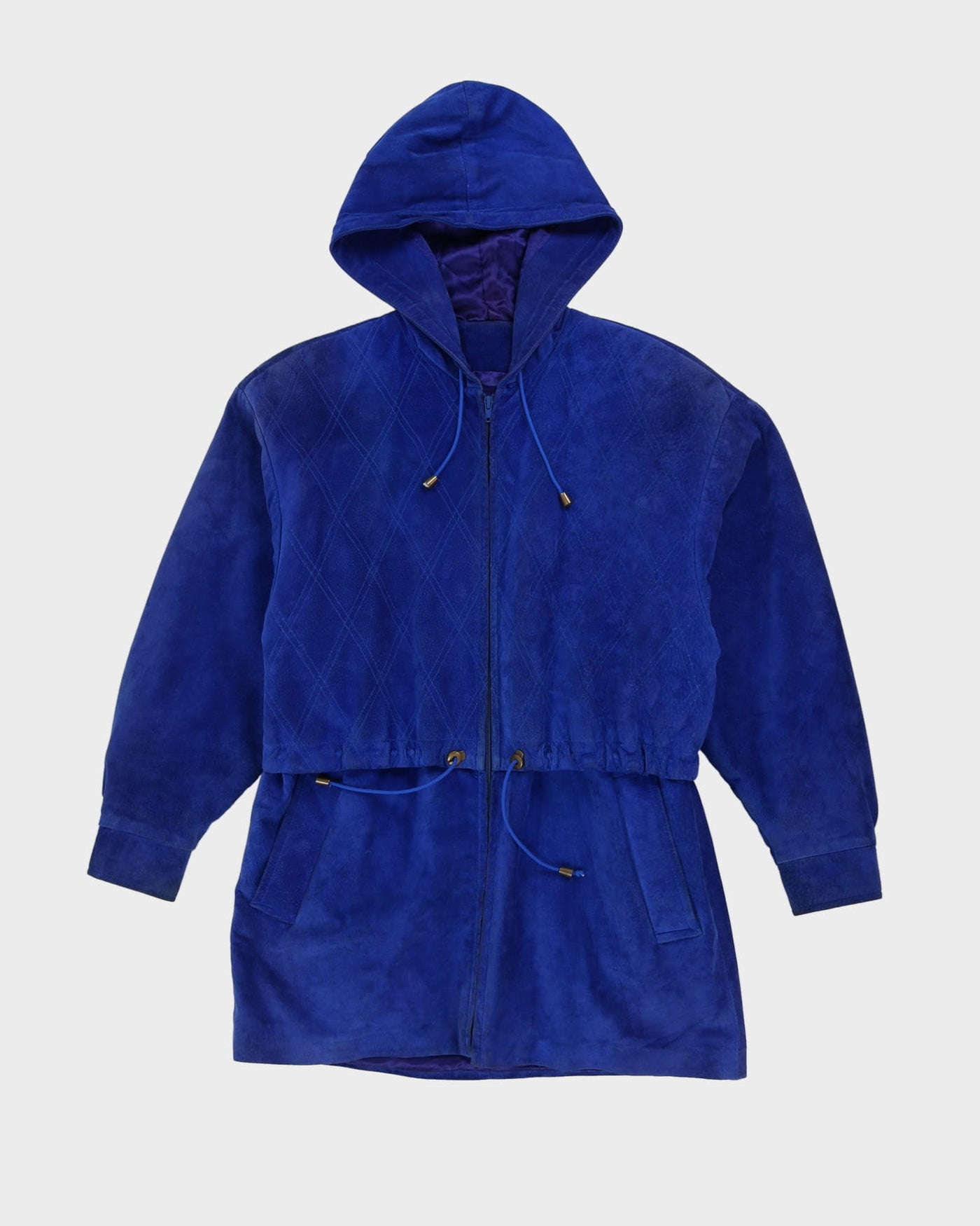 Blue Suede Hooded Jacket - M