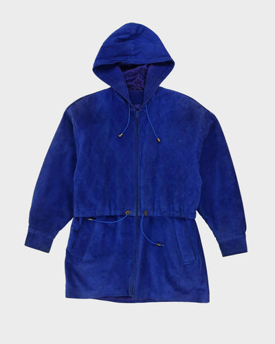 Blue Suede Hooded Jacket - M