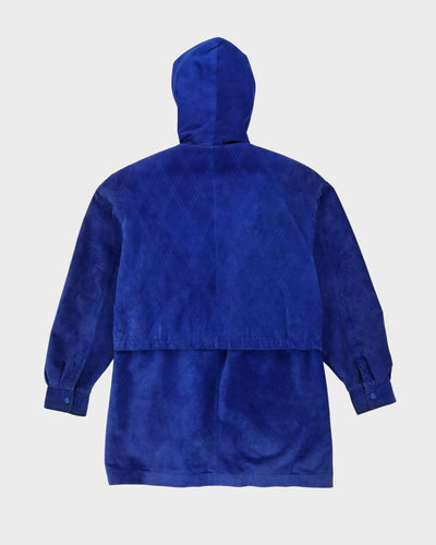 Blue Suede Hooded Jacket - M
