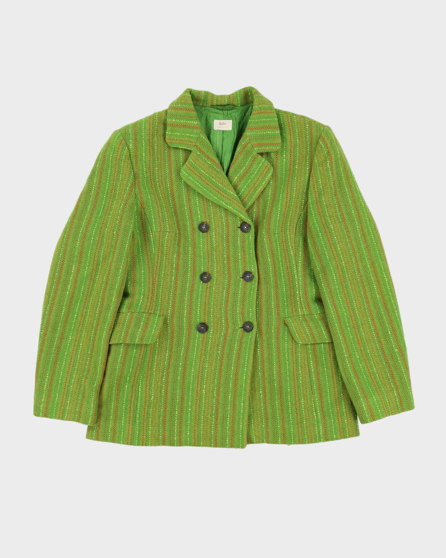 Sisley Green Patterned Wool Blazer Jacket - S