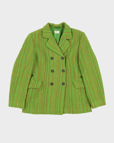 Sisley Green Patterned Wool Blazer Jacket - S