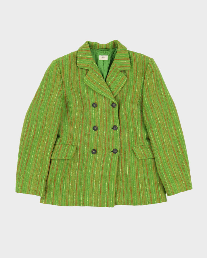 Sisley Green Patterned Wool Blazer Jacket - S