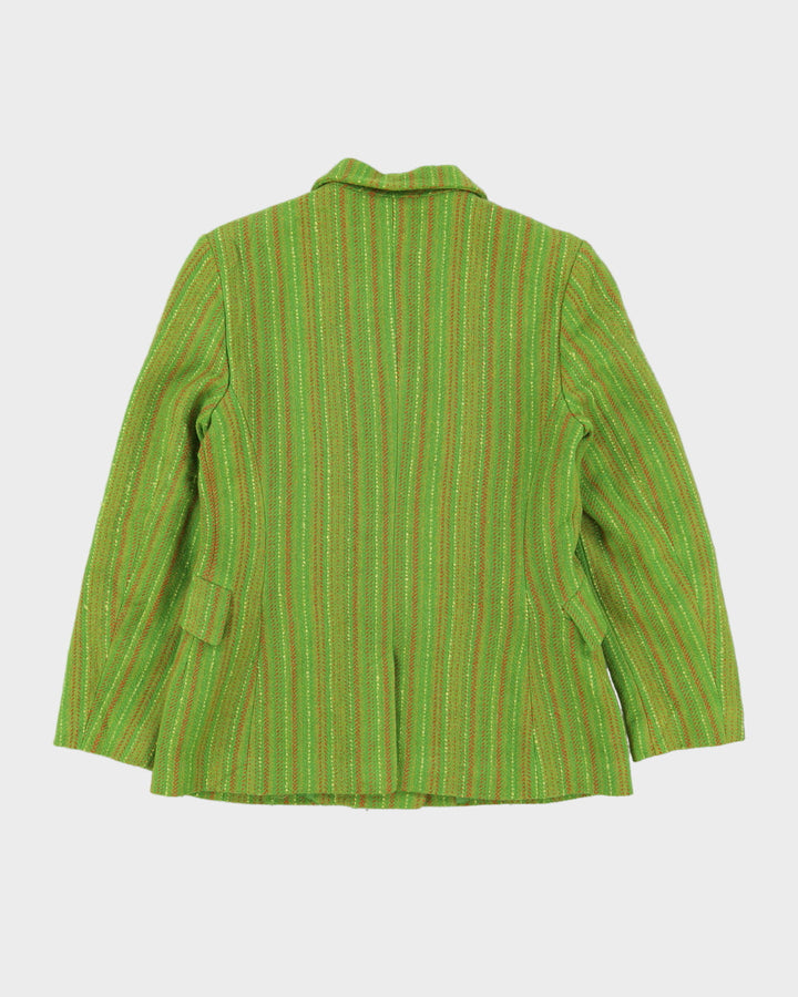 Sisley Green Patterned Wool Blazer Jacket - S