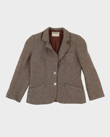 Vintage Jaeger Brown Tweed Blazer Jacket - S
