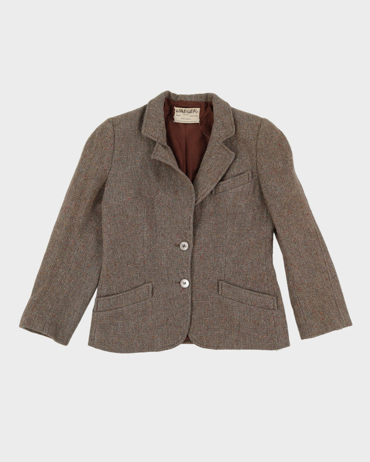 Vintage Jaeger Brown Tweed Blazer Jacket - S