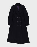 Vintage 1990s Navy Blue Wool Overcoat - S