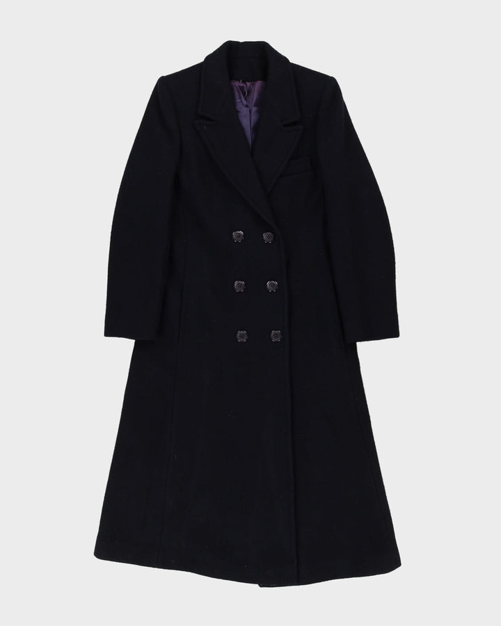Vintage 1990s Navy Blue Wool Overcoat - S