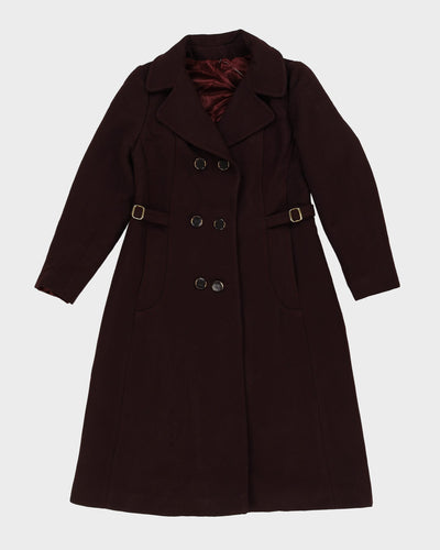 Vintage 1980s Burgundy Wool Overcoat - S