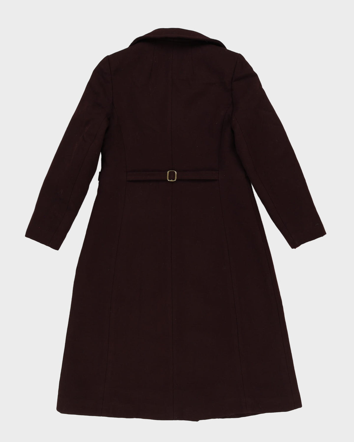 Vintage 1980s Burgundy Wool Overcoat - S