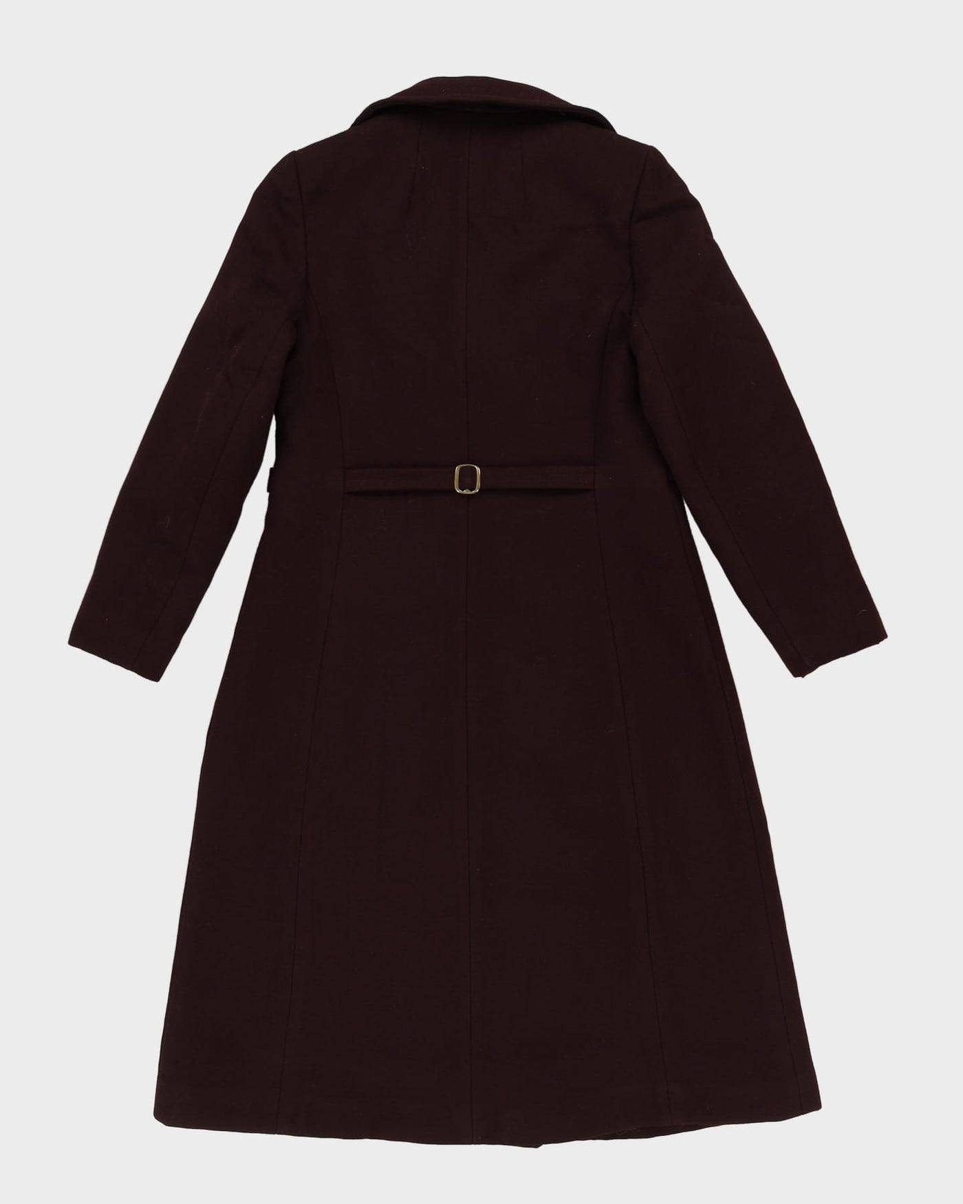 Vintage 1980s Burgundy Wool Overcoat - S