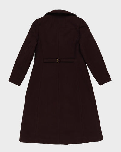 Vintage 1980s Burgundy Wool Overcoat - S