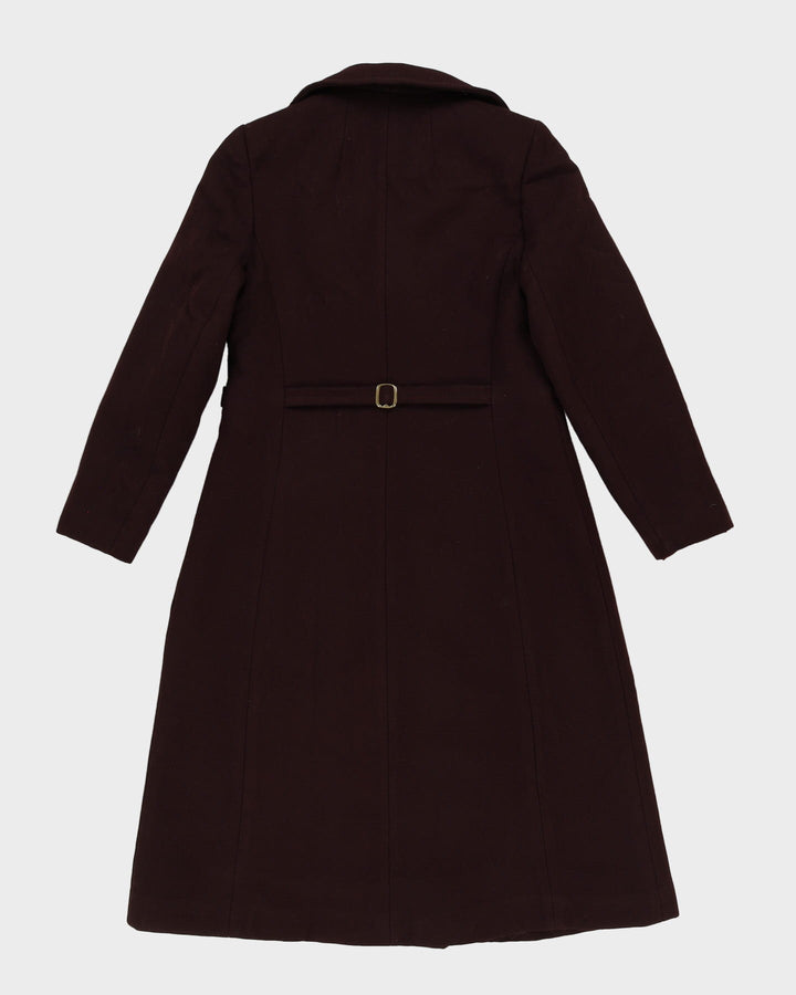 Vintage 1980s Burgundy Wool Overcoat - S