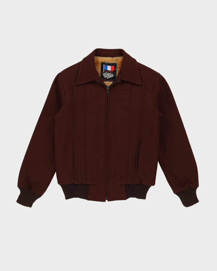 Vintage 80s Brown Lined Bomber Jacket - M