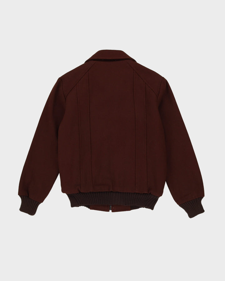 Vintage 80s Brown Lined Bomber Jacket - M