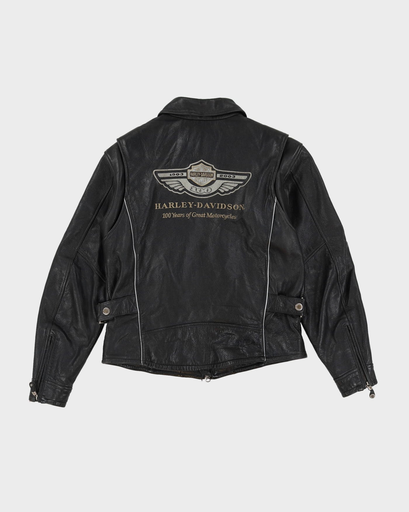 Harley Davidson Black Biker Style Leather Jacket - M